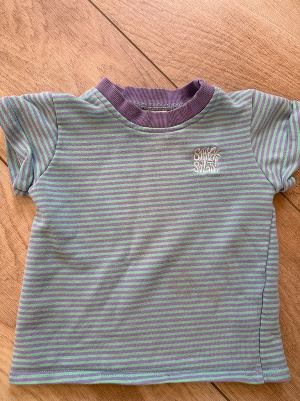 Toddler 3/4T Salty Crew Mint and Purple Striped Short Sleeve Tee
